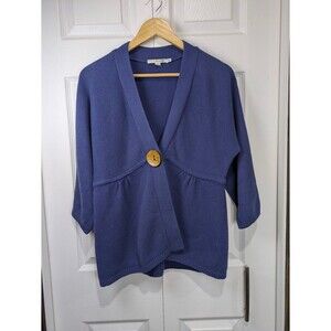 Boden Regatta Button Cotton Knit Cardigan Size 10 Blue